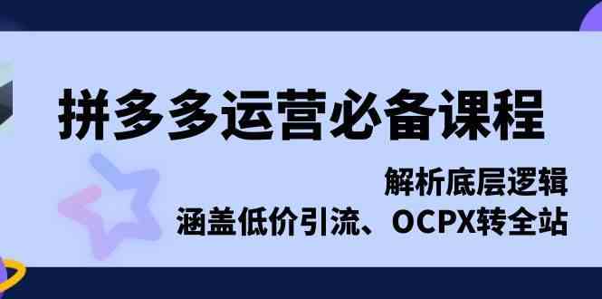 拼多多运营必备课程，解析底层逻辑，涵盖低价引流、OCPX转全站好创网-专注分享网络创业落地实操课程 – 全网首发_高质量项目输出好创网